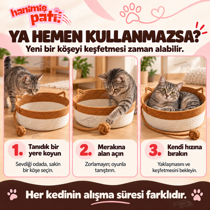 Hanimiş Sepeti - Doğal El Yapımı Hasır Kedi Tırmalama Yatağı (45x45cm)