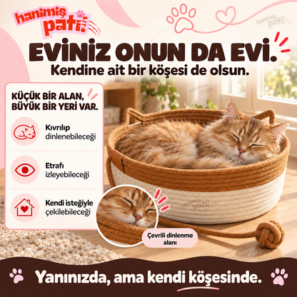Hanimiş Sepeti - Doğal El Yapımı Hasır Kedi Tırmalama Yatağı (45x45cm)