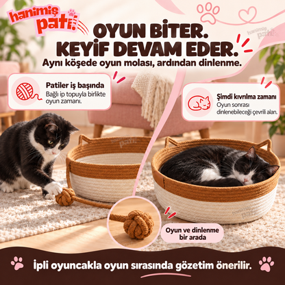 Hanimiş Sepeti - Doğal El Yapımı Hasır Kedi Tırmalama Yatağı (45x45cm)