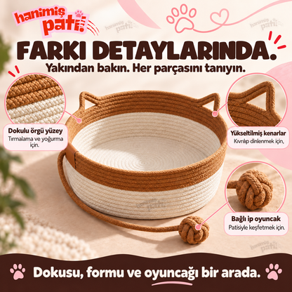 Hanimiş Sepeti - Doğal El Yapımı Hasır Kedi Tırmalama Yatağı (45x45cm)
