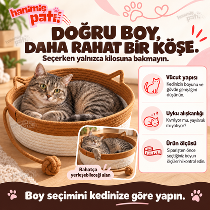 Hanimiş Sepeti - Doğal El Yapımı Hasır Kedi Tırmalama Yatağı (45x45cm)